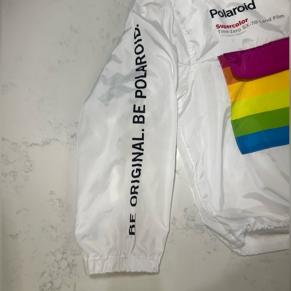 Polaroid White Jacket with Rainbow Accents - Picture 3 of 16